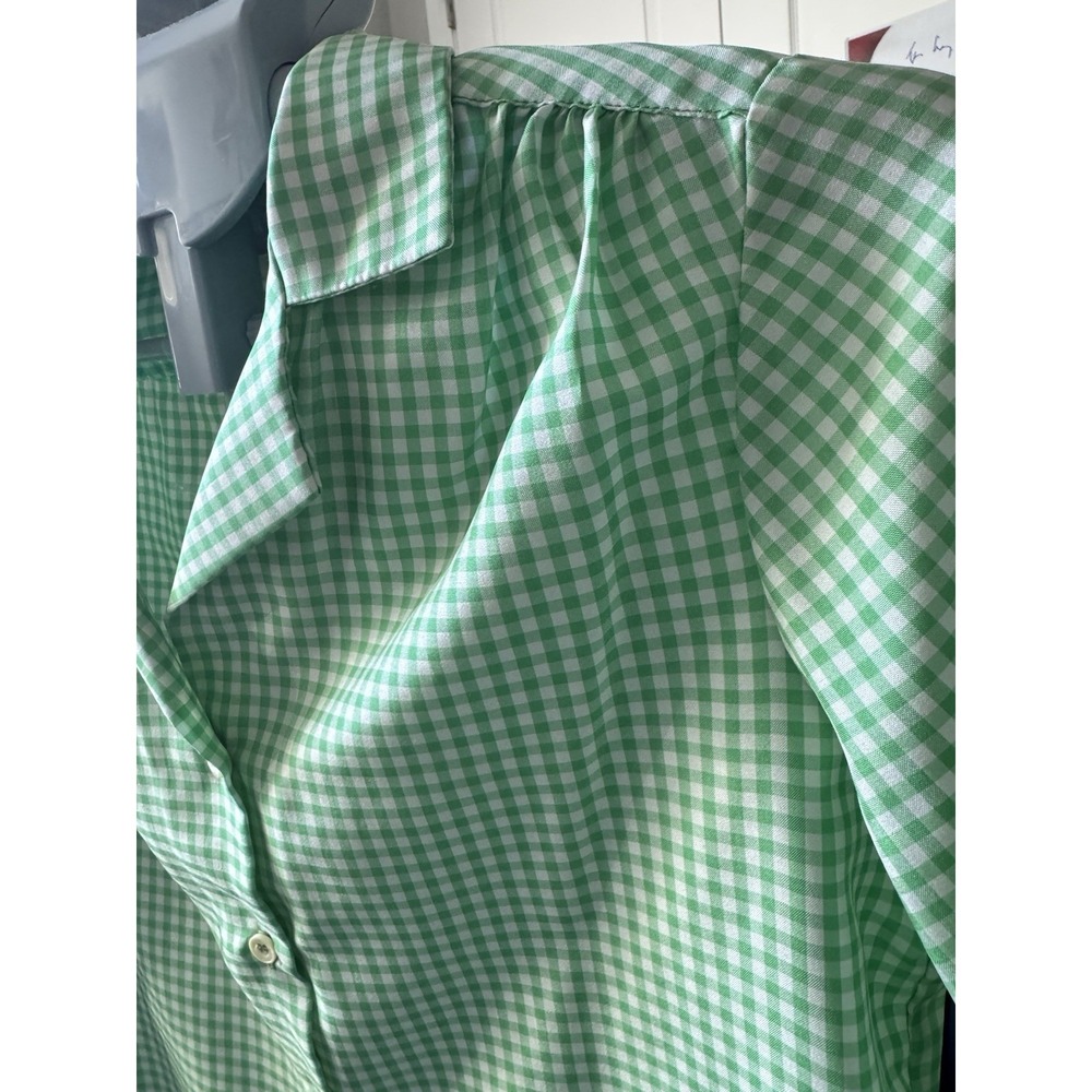 JH Collections Green And White Gingham Collared Button Up Shirt -‎ Size 8/9 - Picture 4 of 13